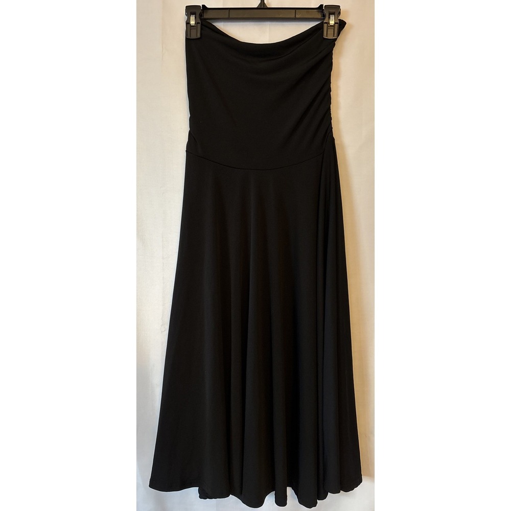 Black strapless fit & flare mini dress Ruched Sides On Top XL Minimalist Formal
